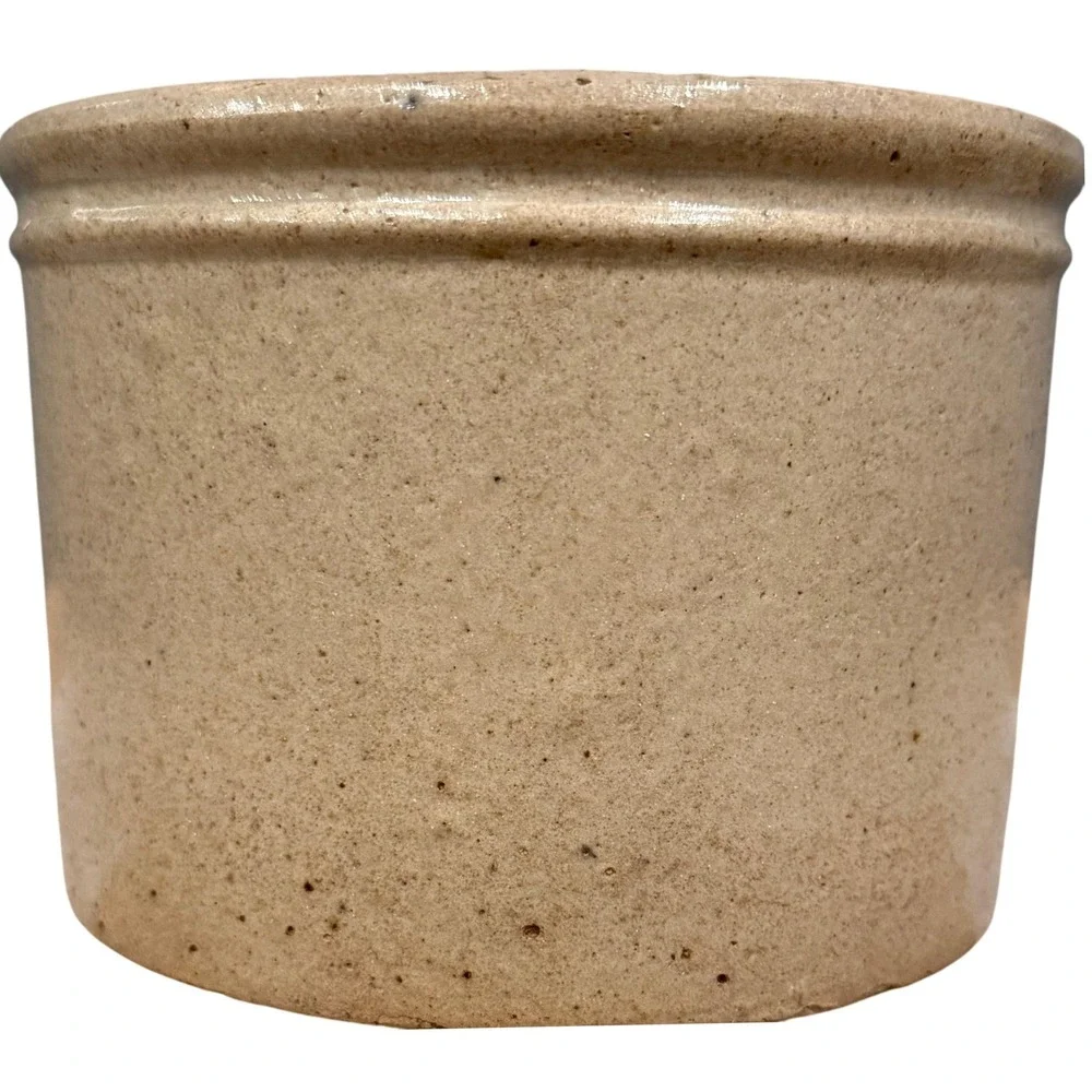 Vintage Style Stoneware Crock Salt Glaze Planter Utensil Holder Beige‎ Farmhouse